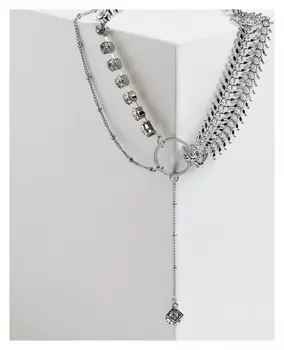 Кулон "Мульти" цепь, цвет белый в серебре, 30 см