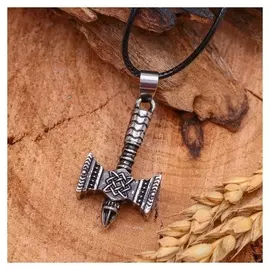 Кулон мужской "Молот сварога", цвет чернёное серебро, 45см