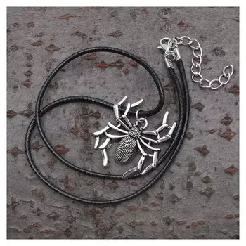 Кулон мужской "Паук", цвет чернёное серебро, 40см