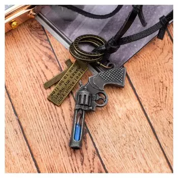 Кулон мужской "Резон" автомат, цвет чернёное серебро на коричневом шнурке, 80см