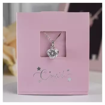 Кулон на цепочке "Факел", цвет белый в серебре