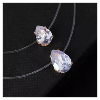 Кулон "На леске" двойная слеза, цвет белый в золоте