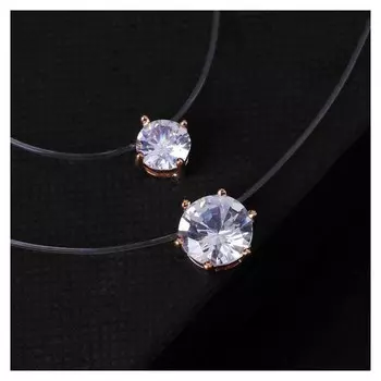 Кулон "На леске" двойной круг, цвет белый в золоте