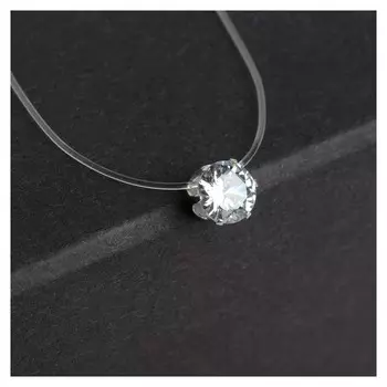 Кулон "На леске" крупная бусина, цвет белый в серебре, 35см