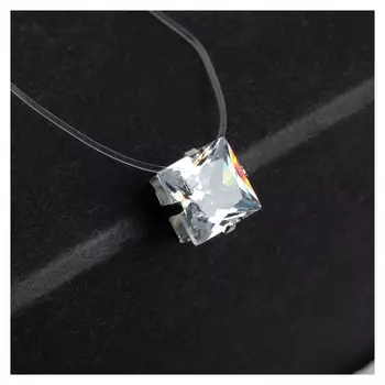 Кулон "На леске" куб, цвет белый в серебре, 35см