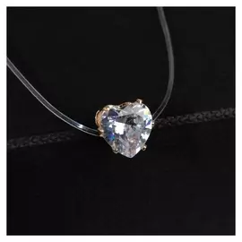 Кулон "На леске" сердечко, цвет белый в золоте, 35см