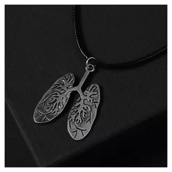 Кулон на шнурке "Анатомия" легкие, цвет чернёное серебро, 45 см