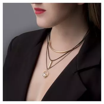 Кулон на шнурке "Цепь" эксклюзив, кольцо, цвет белый в золоте, 42 см