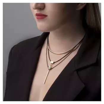 Кулон на шнурке "Цепь" эксклюзив, ромб, цвет белый в золоте, 42 см