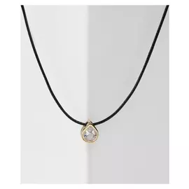 Кулон на шнурке "Чёрная ночь" капля в обрамлении, цвет белый в золоте, 35 см