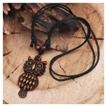 Кулон на шнурке "Филин", цвет коричнево-чёрный, 40-80см