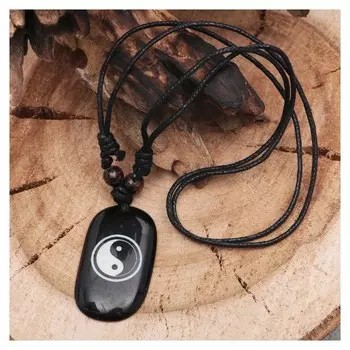 Кулон на шнурке "Инь-Ян", цвет коричнево-чёрный, 40-80см