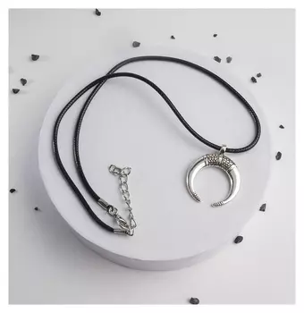 Кулон на шнурке "Рог хорн", цвет чернёное серебро на чёрном шнурке, 42 см