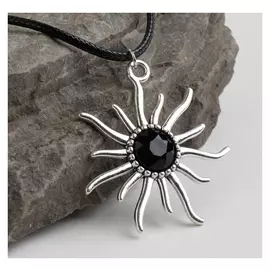 Кулон на шнурке "Солнце", цвет чёрный в чернёном серебре, 45см