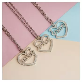 Кулон "Неразлучники", Best Friends, трио, цвет серебро, 40 см