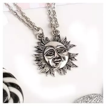 Кулон "Неразлучники" солнце, цвет чернёное серебро, 45см