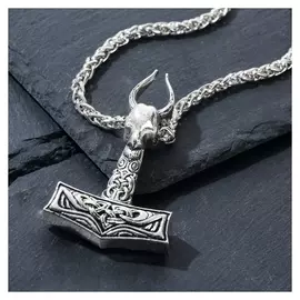 Кулон-оберег "Молот тора" сила, цвет чернёное серебро, 50см