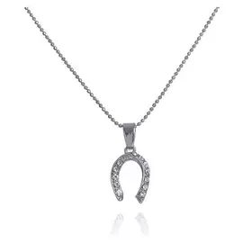 Кулон "Подкова", цвет белый в серебре, 45см