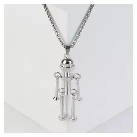 Кулон "Помпеи" робот инструмент, цвет серебро, 70 см