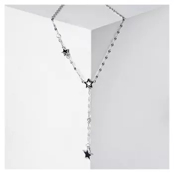 Кулон "Пояс ориона", цвет чёрно-белый в серебре, L=50