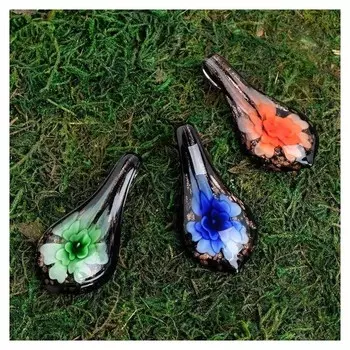 Кулон, стилизованный под муранское стекло "Капля букет"