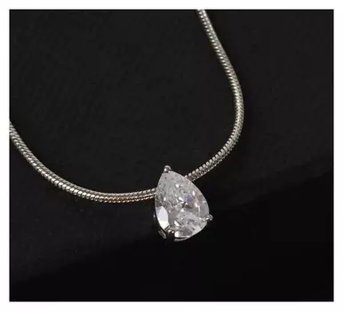 Кулон "Стразинка" капля, 40см, цвет белый в серебре
