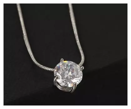 Кулон "Стразинка" крупная, 40см, цвет белый в серебре