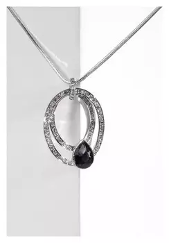 Кулон "Свидание" пересечение овалов, цвет бело-серый в серебре, L=70