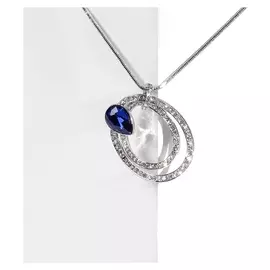 Кулон "Свидание" пересечение овалов, цвет бело-синий в серебре, L=70
