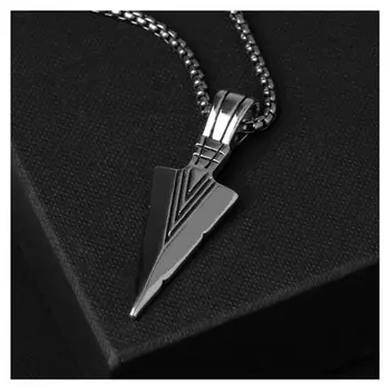Кулон унисекс "Клинок" с узором, цвет чернёное серебро, 60 см