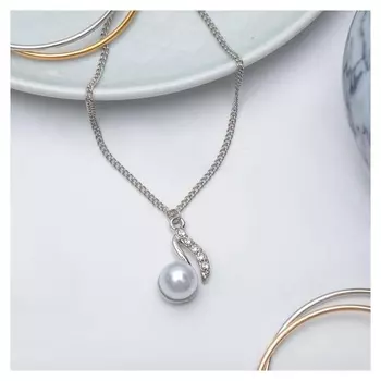 Кулон "Жемчужинка", цвет белый в серебре, 45см