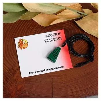 Кулон "Знаки зодиака" малахит, галтовка, козерог, длина 65см