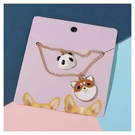 Кулоны "Неразлучники" корги и панда, цвет чёрно-оранжевый в золоте, 45 см