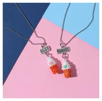 Кулоны "Неразлучники" мороженое, цветной, 45 см