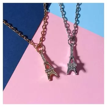 Кулоны "Неразлучники" париж, цвет серебристо-золотой, 50см