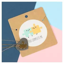 Кулоны "Неразлучники" пазлик с сердечком, цвет золотисто-серебряный, 45 см