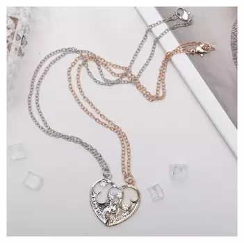 Кулоны "Неразлучники", половинки сердец, 45 см