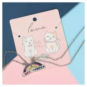 Кулоны "Неразлучники" радуга, цветной в серебре, 45 см