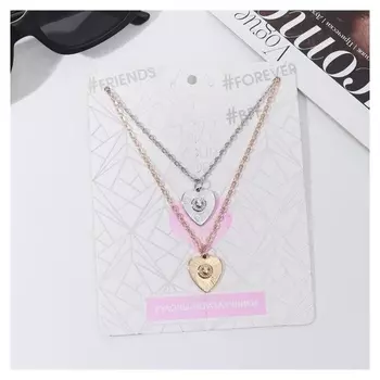 Кулоны "Неразлучники" сердца, цвет серебристо-золотой, 45 см