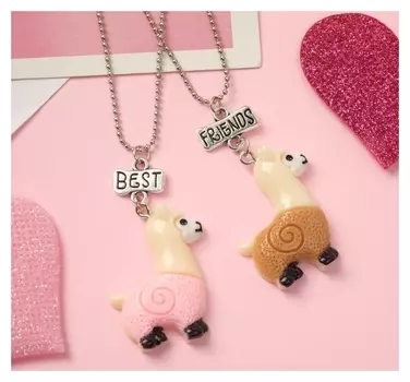 Кулоны неразлучники "Выбражулька" две ламы, цветной в серебре