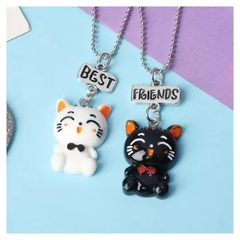 Кулоны неразлучники "Выбражулька", котики, цветные в серебре