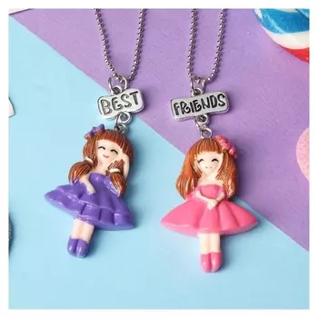 Кулоны неразлучники "Выбражулька", куколки, цветные в серебре