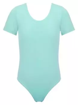 Купальник гимнастический х/б, короткий рукав, цвет ментоловый, размер 42