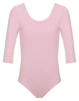Купальник гимнастический хлопок, рукав 3/4, цвет розовый, размер 34