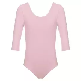 Купальник гимнастический хлопок, рукав 3/4, цвет розовый, размер 36