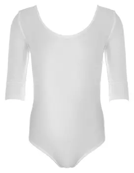 Купальник гимнастический Полиамид, рукав 3/4, размер 40, цвет белый