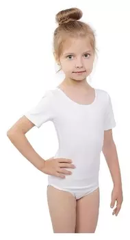 Купальник гимнастический, с коротким рукавом, размер 34, цвет белый