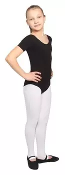 Купальник гимнастический, с коротким рукавом, размер 36, цвет чёрный