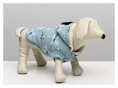 Куртка для собак с цветами, M (ДС 25 см, ОШ 26 см, ОГ 37 см), голубая