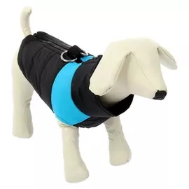 Куртка на синтепоне с креплениями для поводка, размер L (ОГ 50 см, ДС 34,5 см), черная с голубым